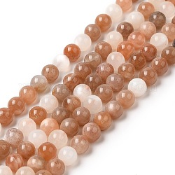 Brins de perles naturelles multi-pierre de lune, ronde, 6mm, Trou: 1mm, Environ 65 pcs/chapelet, 15.7 pouce