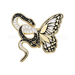 Broche de serpiente creativo de estilo gótico oscuro, pasador de esmalte de aleación, accesorio de ropa, mariposa, 30x28mm