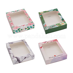 Magibeads 20Pcs 4 Style Foldable Creative Kraft Paper Box, Paper Gift Box, with Clear Window, Rectangle, Mixed Color, 17.7x13.5x3.7cm, 5pcs/style