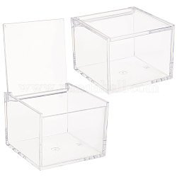 4 grilles boîtes cadeaux en plastique transparent, avec couvercle rabattable, carrée, clair, 7.9x7.9x6 cm, Diamètre intérieur: 4.8x4.8x4.7 cm