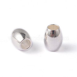 Ovales 202 abalorios de acero inoxidable, color plateado, 6x5mm, agujero: 2.5 mm