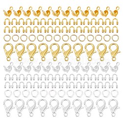 CHGCRAFT DIY Jewelry Making Finding Kit, Including Brass Wire Guardians & Bead Tips & Jump Rings, Alloy Clasps, Platinum & Golden, 780pcs/box