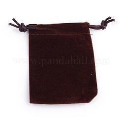 Bolsas de terciopelo rectángulo, bolsas de regalo, coco marrón, 9x7 cm