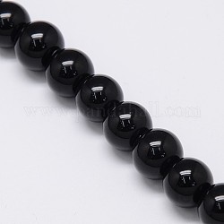 Crystal Glass Round Beads Strands, Black, 10mm, Hole: 1mm, about 23pcs/strand, 15.3 inch