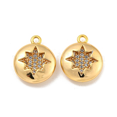 Латунные микропаве прозрачные подвески с фианитом KK-U006-07G-01-1