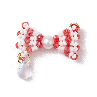 Подвески-бантики из стеклянных бус PALLOY-MZ00553-03-1