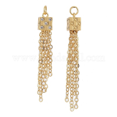 Латунные микропаве прозрачные подвески с фианитом KK-F821-47G-1