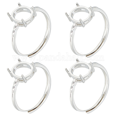 4 set di anelli solitari in ottone regolabili&nbsp;KK-BBC0011-85-1