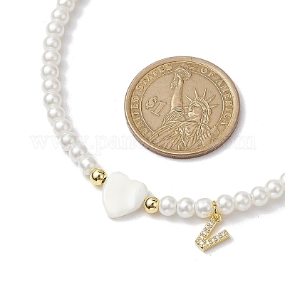 Ожерелья с подвесками из латуни микро-паве класса AAA с кубическим цирконием и буквами NJEW-JN04771-22-1