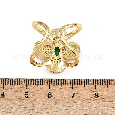 Манжеты из латуни с микро паве кубический цирконий для женщин RJEW-F186-03G-1