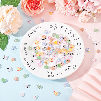 350 шт. 7 стиля полупрозрачных печатных смоляных кабошонов CRES-DC0001-02-1