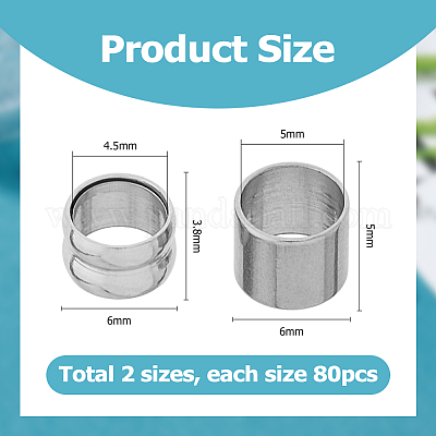 160 шт. 2 стиля 201 и 304 европейские бусины из нержавеющей стали FIND-HS0001-22-1