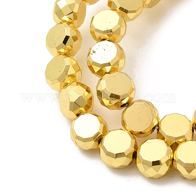 Стеклянные бусины с гальваническим покрытием  EGLA-F166-04B-G-1