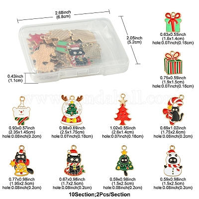 20 шт. 10 стиля эмалевые подвески в виде рождественского котенка ENAM-FS0002-14-1