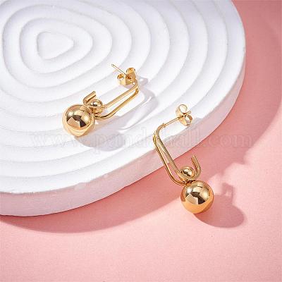 Серьги-гвоздики с круглыми шариками из нержавеющей стали для женщин JE1107A-1