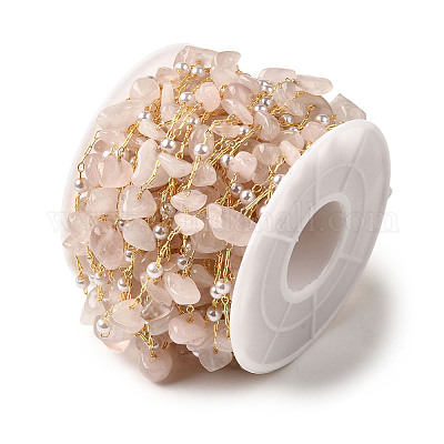 Цепочки из бисера ручной работы из натурального розового кварца CHC-F020-02G-02-1