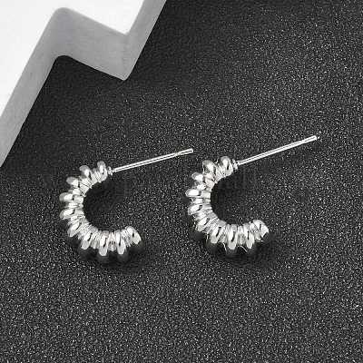 C-образные латунные серьги-гвоздики EJEW-D320-11P-1