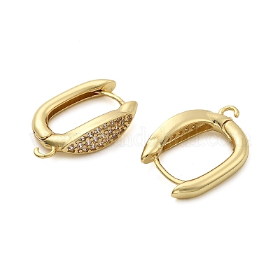 Фурнитура для сережек-колец с конским глазом и микропаве из латуни и кубическими циркониями KK-C134-25G-1