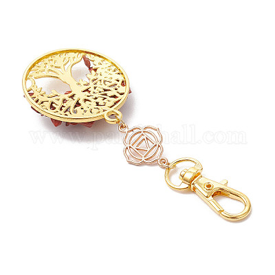 Бусины из натуральной красной яшмы и сплава с подвесками в виде дерева жизни HJEW-JM03129-07-1