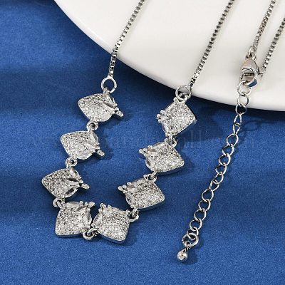 Латунные микропаве прозрачные кубические цирконии фруктовые нагрудники ожерелья NJEW-F342-01A-P-1