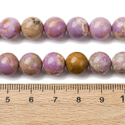 Натуральный лепидолит / пурпурный слюдяный камень бисер пряди G-K401-A01-10mm-1