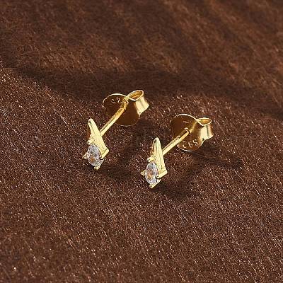 925 серьги-гвоздики из стерлингового серебра с прозрачным кубическим цирконием EJEW-Q032-01F-G-1