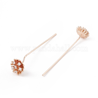 Латунные булавки в виде цветка из прозрачного кубического циркония с микропаве KK-G413-01KCG-1