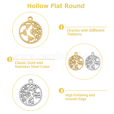 16 шт. 4 стильных текстурированных подвески из нержавеющей стали 304 STAS-DC0013-03-1