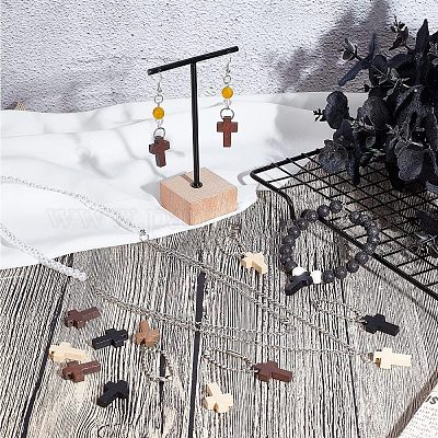 80шт 4-х цветные деревянные подвески-крестики DIY-NB0007-52-1