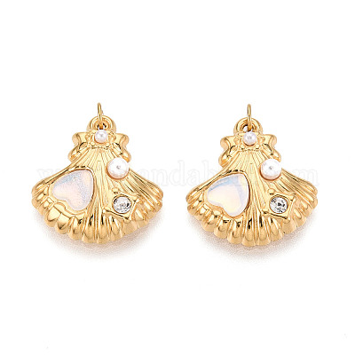 Подвески из нержавеющей стали 304 с кристаллами паве и искусственным жемчугом из АБС-пластика STAS-T069-87A-1