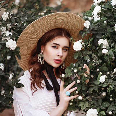 4 шт. набор из 4-х цветных колец из смолы с широким куполом для женщин RJEW-AN0001-10-1