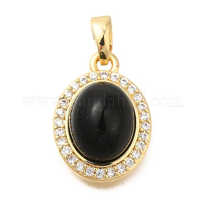 Подвески из латуни микропаве с фианитами и стеклом KK-K388-32G-1