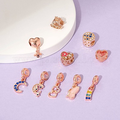 10 шт. 10 стиля из сплава со стразами в европейском стиле MPDL-FS0001-01RG-1