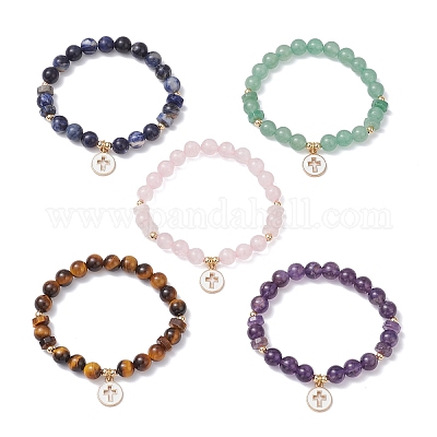 Браслеты с подвесками из эмали из сплава BJEW-JB12243-1