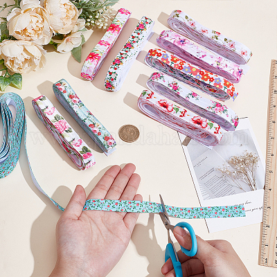 40 ярд 10-х видов плоского полиэстерового эластичного шнура с цветочным принтом OCOR-WR0001-48-1