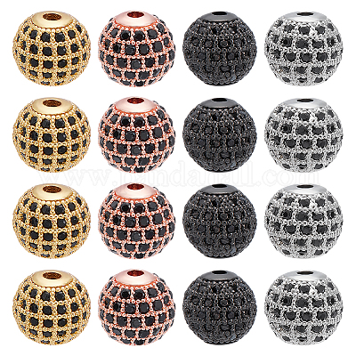 16 шт. 4-х цветные латунные микрофибровые бусины из кубического циркония ZIRC-WR0001-03-1