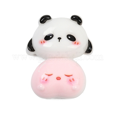 Кабошоны из розовой непрозрачной смолы «панда» CRES-P037-02C-1