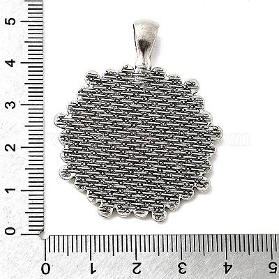 Круглая подвеска в виде кабошона из сплава цветов в тибетском стиле TIBEP-Q055-09AS-RS-1