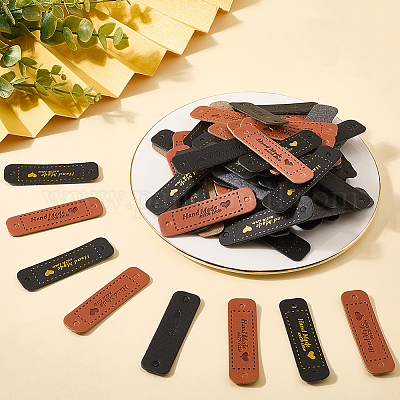 75 шт. 3-х цветные этикетки из искусственной кожи DIY-CL0002-09-1