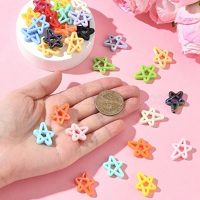 40 шт. 2 вида прорезиненных непрозрачных акриловых бусин&nbsp;OACR-YW0004-45-1