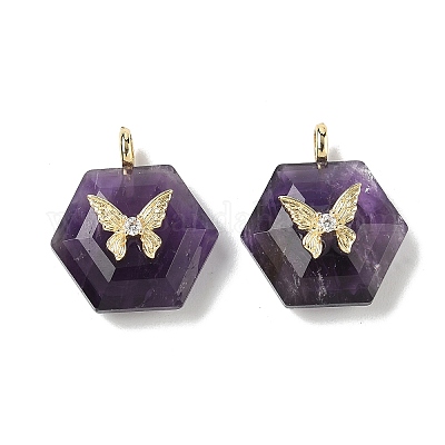 Граненые подвески из натурального аметиста G-P585-01G-06-1