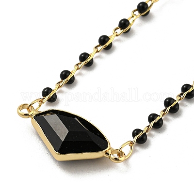 Ожерелья-нагрудники с гранеными веерными стеклянными бусинами NJEW-R263-20G-1