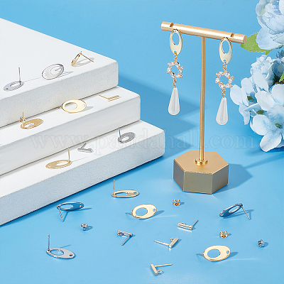 40 шт. 4 шт. фурнитура для сережек-гвоздиков из нержавеющей стали 304 прямоугольной и овальной формы STAS-UN0054-35-1