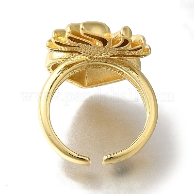 Покрытие стойки латунные прозрачные кольца с фианитом открытые манжеты RJEW-S411-01G-04-1