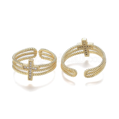 Регулируемые латунные кольца микро манжеты из прозрачного циркония ZIRC-Z002-16G-1