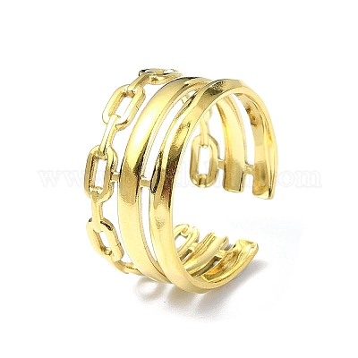 Открытое манжетное кольцо из нержавеющей стали 304 с ионным покрытием (IP) RJEW-L109-032G-1