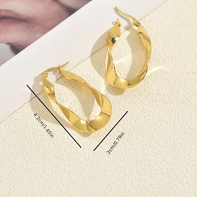 Серьги-кольца из нержавеющей стали витой овальной формы NI5341-1