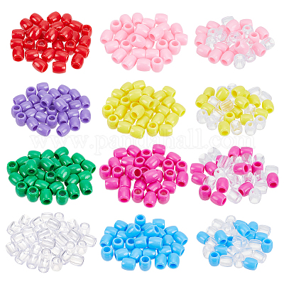 360個 12色プラスチックヨーロピアンビーズ 大穴ビーズ バレル