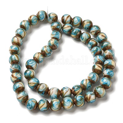 Нити золотых песочных бусин лэмпворк LAMP-E036-06D-1