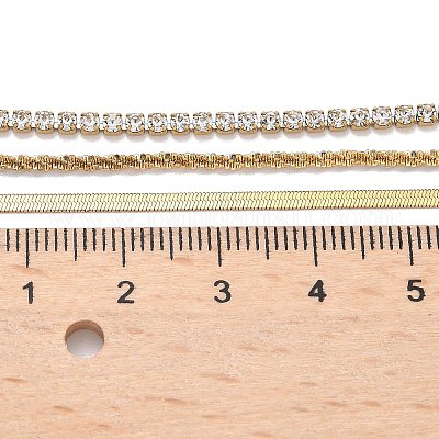 Женские колье из нержавеющей стали 304 с кристаллами и стразами в один слой NJEW-C083-04G-1